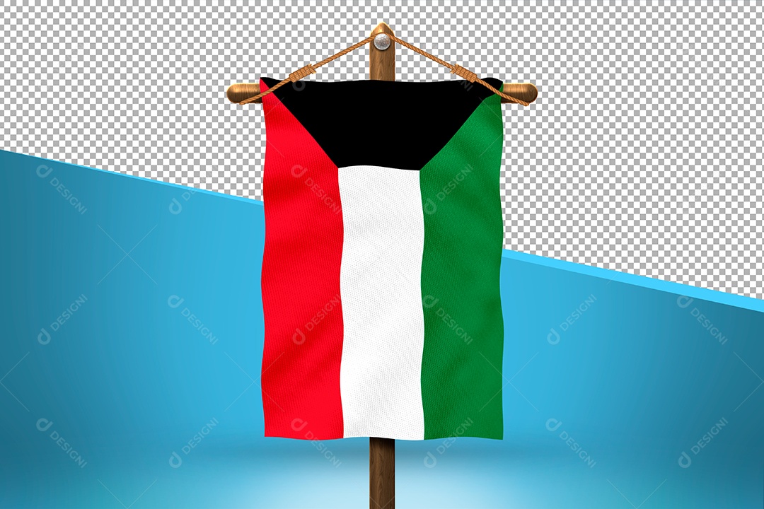 Bandeira do Kuwait Elemento 3D para Composição PSD