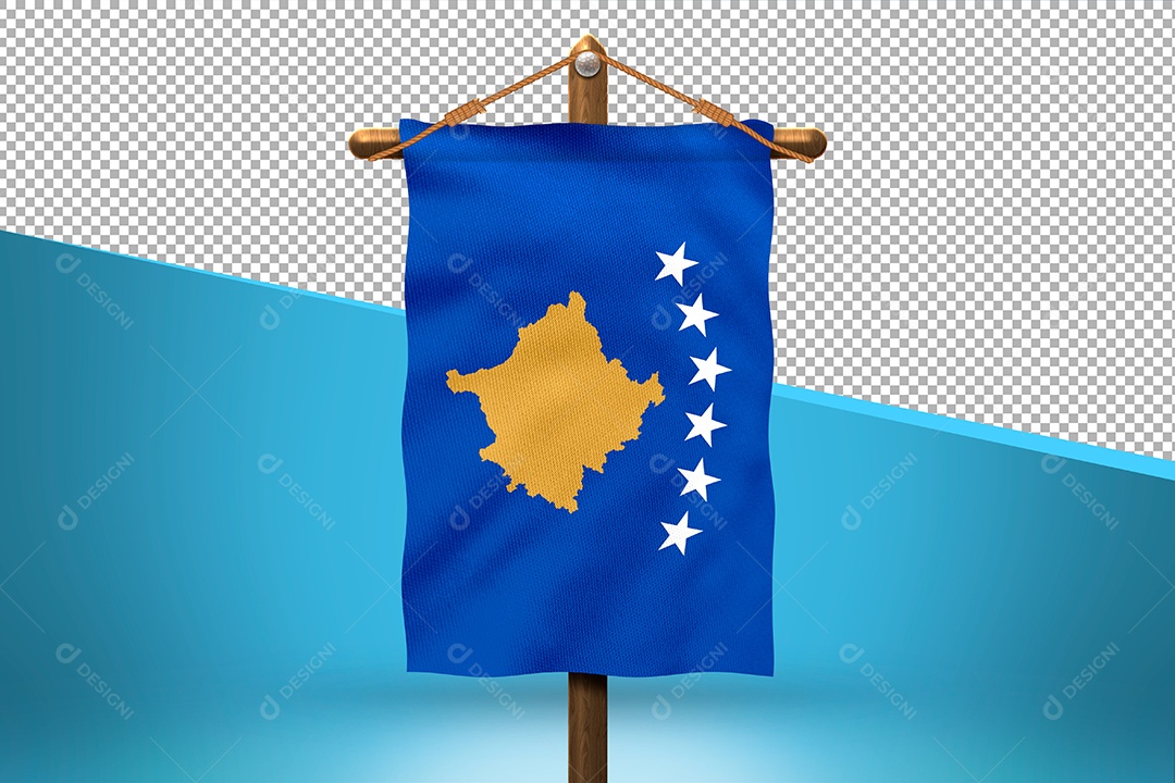 Bandeira do Kosovo Elemento 3D para Composição PSD