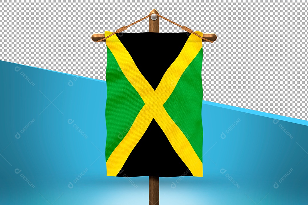 Bandeira da Jamaica Elemento 3D para Composição PSD
