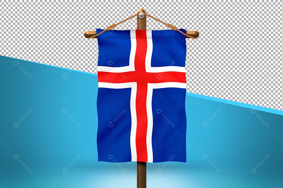 Bandeira da Islândia Elemento 3D para Composição PSD