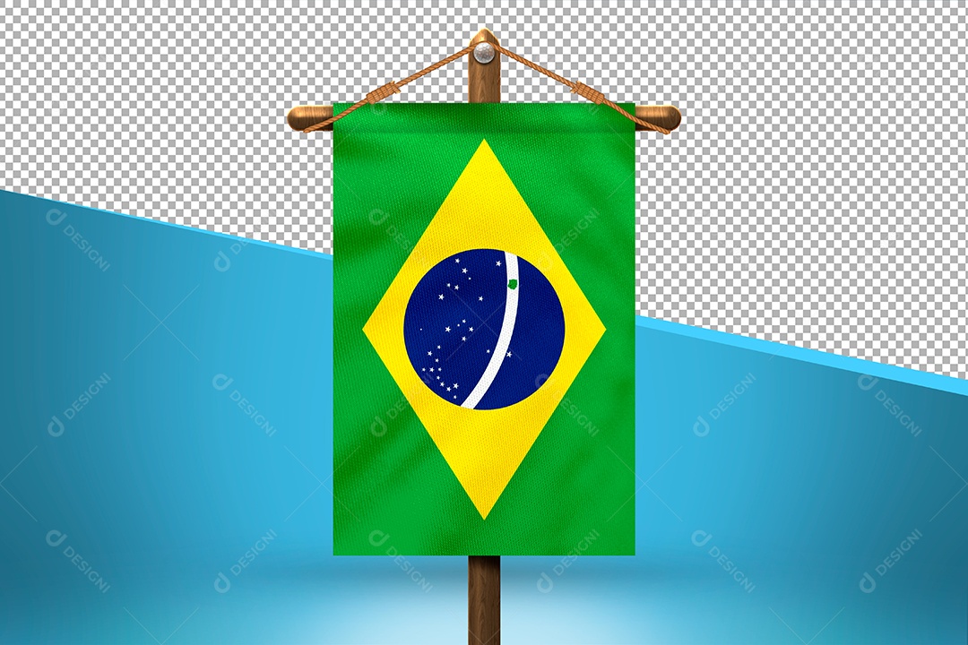 Bandeira do Brasil Elemento 3D para Composição PSD