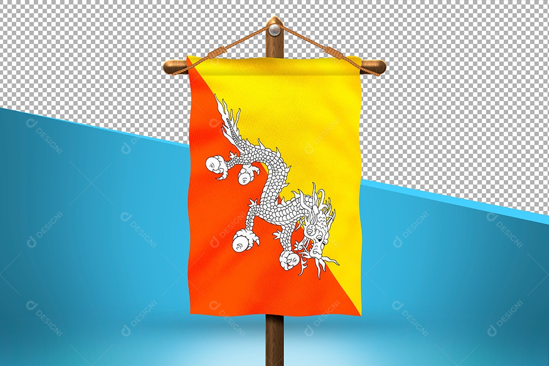 Bandeira do Butão Elemento 3D para Composição PSD