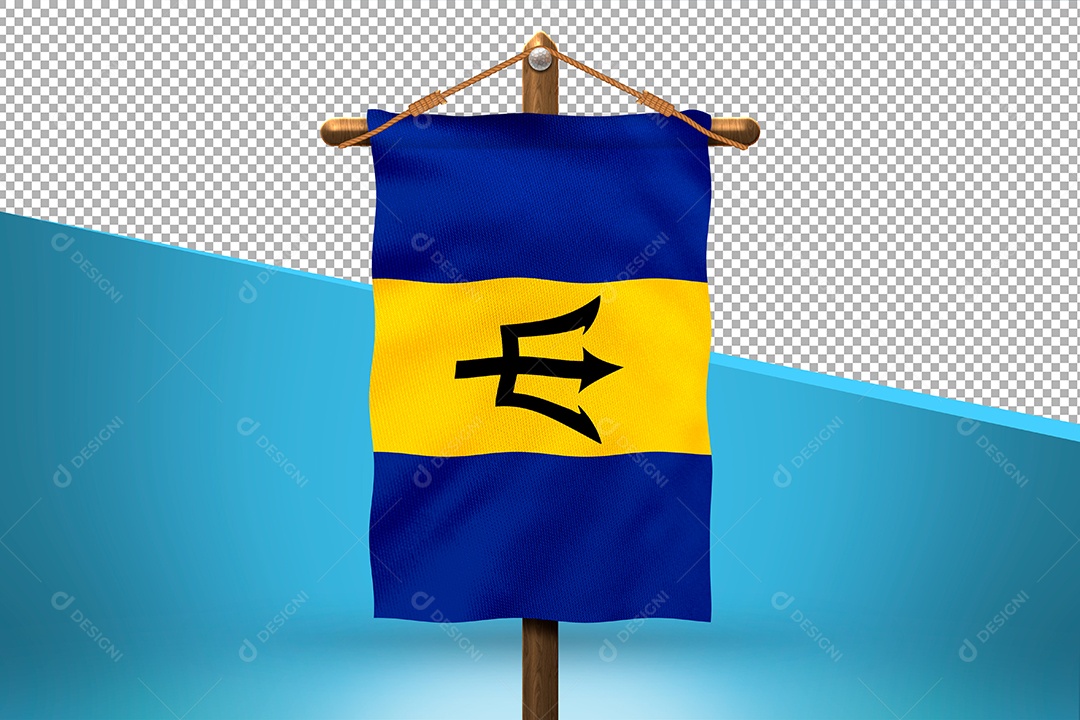 Bandeira de Barbados Elemento 3D para Composição PSD