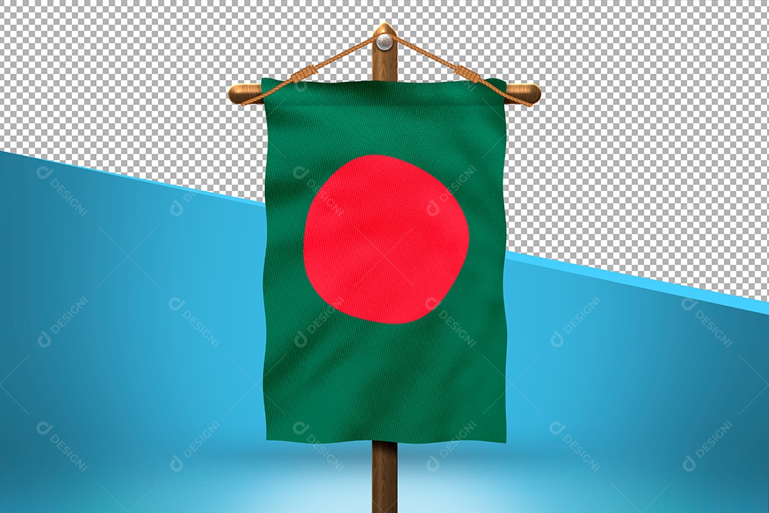 Bandeira da Bangladesh Elemento 3D para Composição PSD