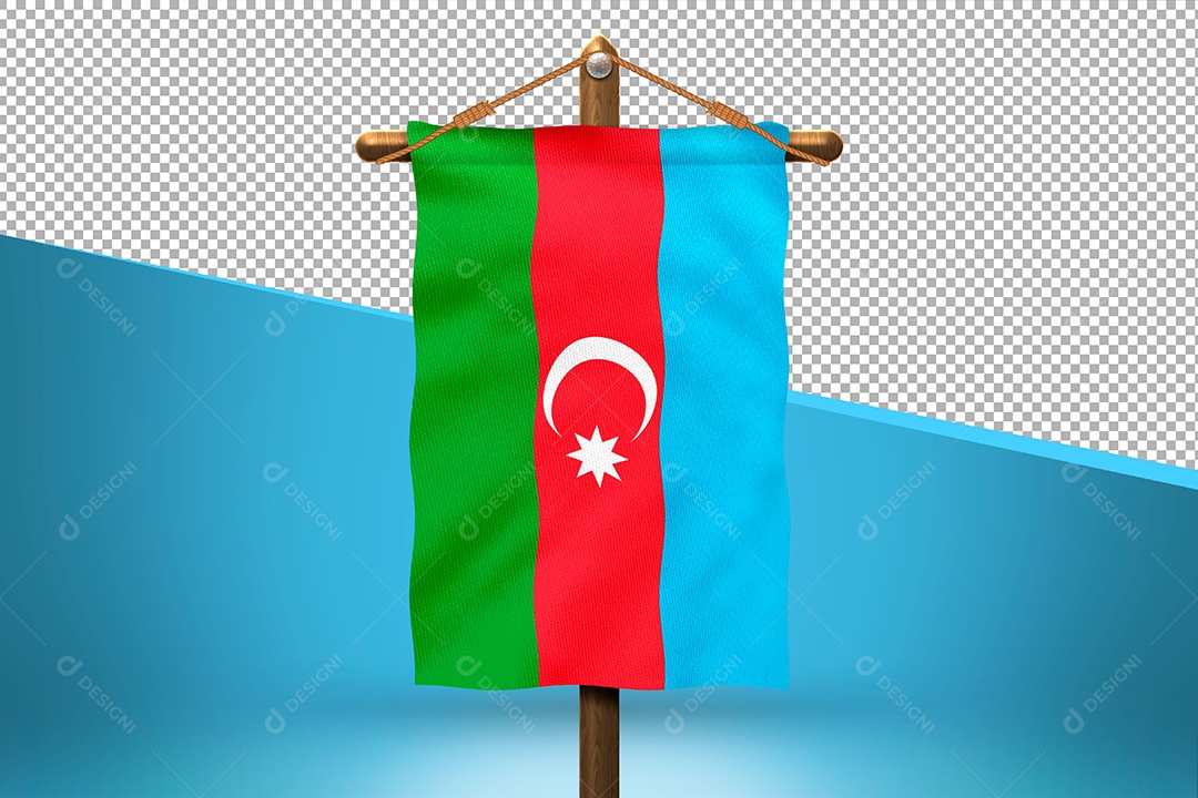 Bandeira do Azerbaijão Elemento 3D para Composição PSD