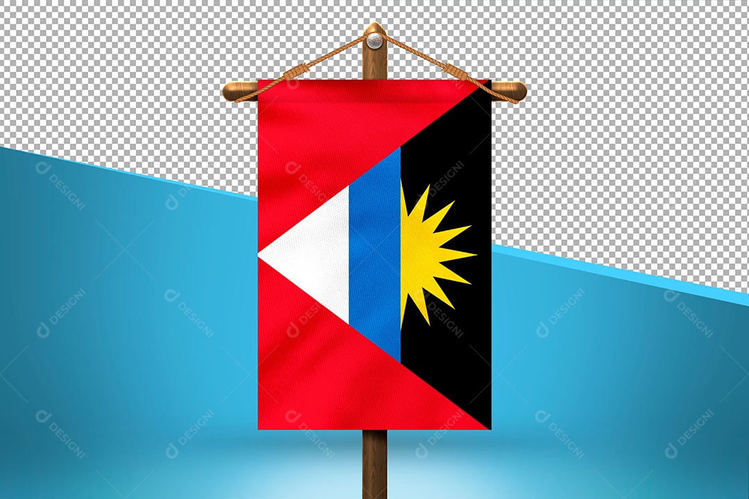 Bandeira de Antígua e Barbuda Elemento 3D para Composição PSD
