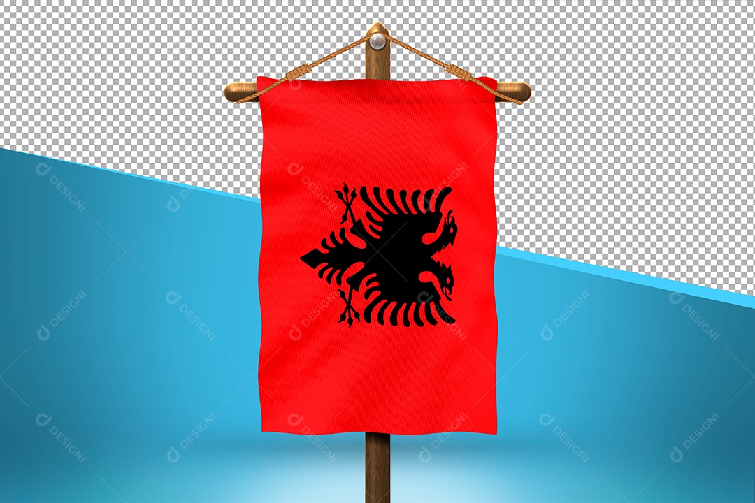 Bandeira do Albânia Elemento 3D para Composição PSD