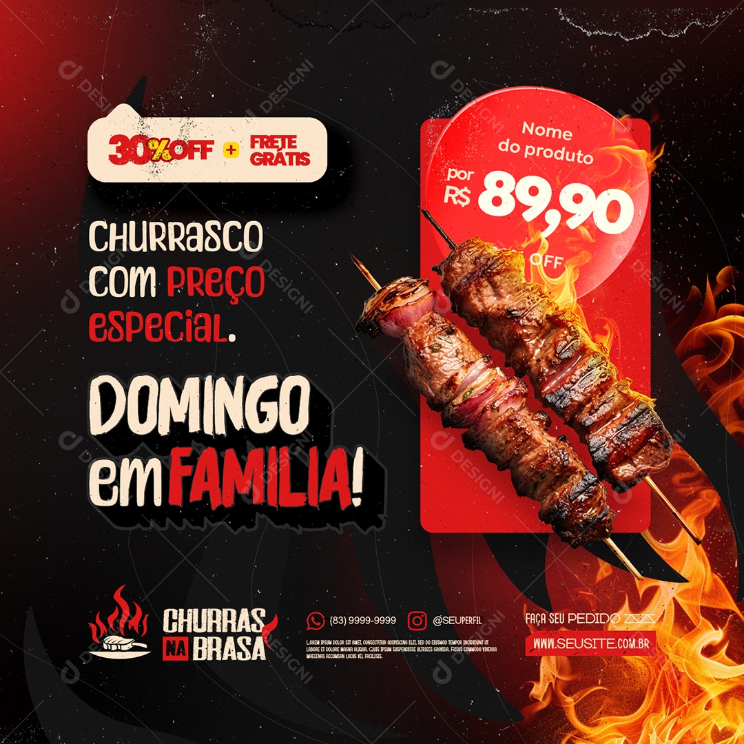 Churrascaria Preço Especial Social Media PSD Editável