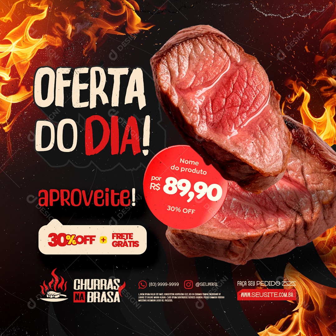 Churrascaria Oferta do Dia Social Media PSD Editável