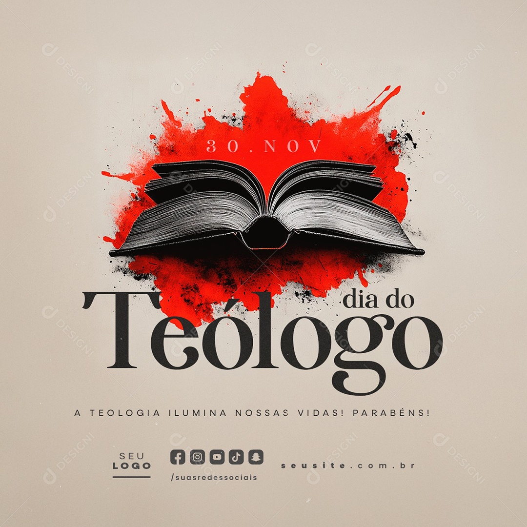 Dia do Teólogo 30 de Novembro Social Media PSD Editável