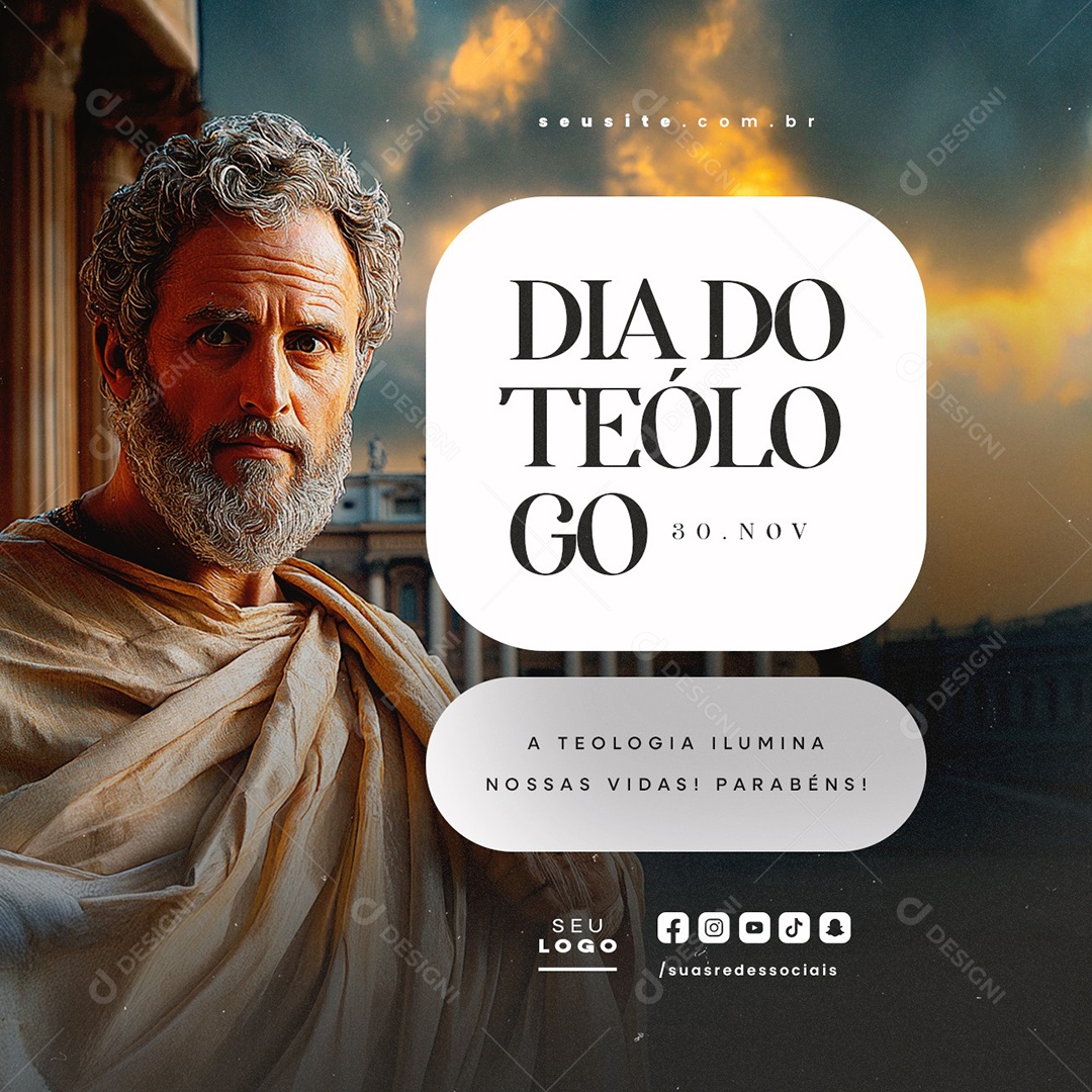 Dia do Teólogo 30 de Novembro Social Media PSD Editável