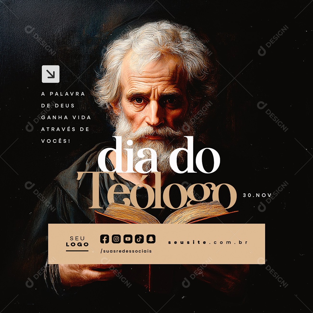 Dia do Teólogo 30 de Novembro Social Media PSD Editável