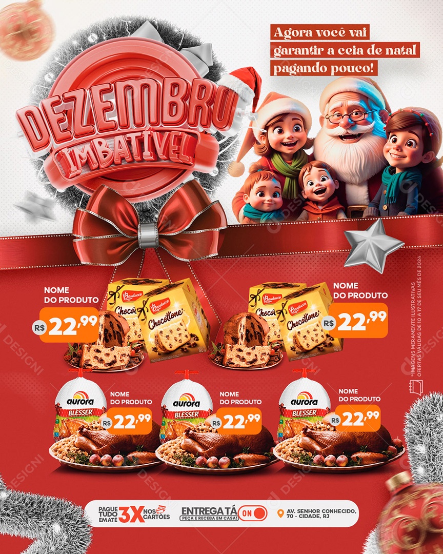 Encarte Natalino Supermercado Dezembro Imbatível Social Media PSD Editável