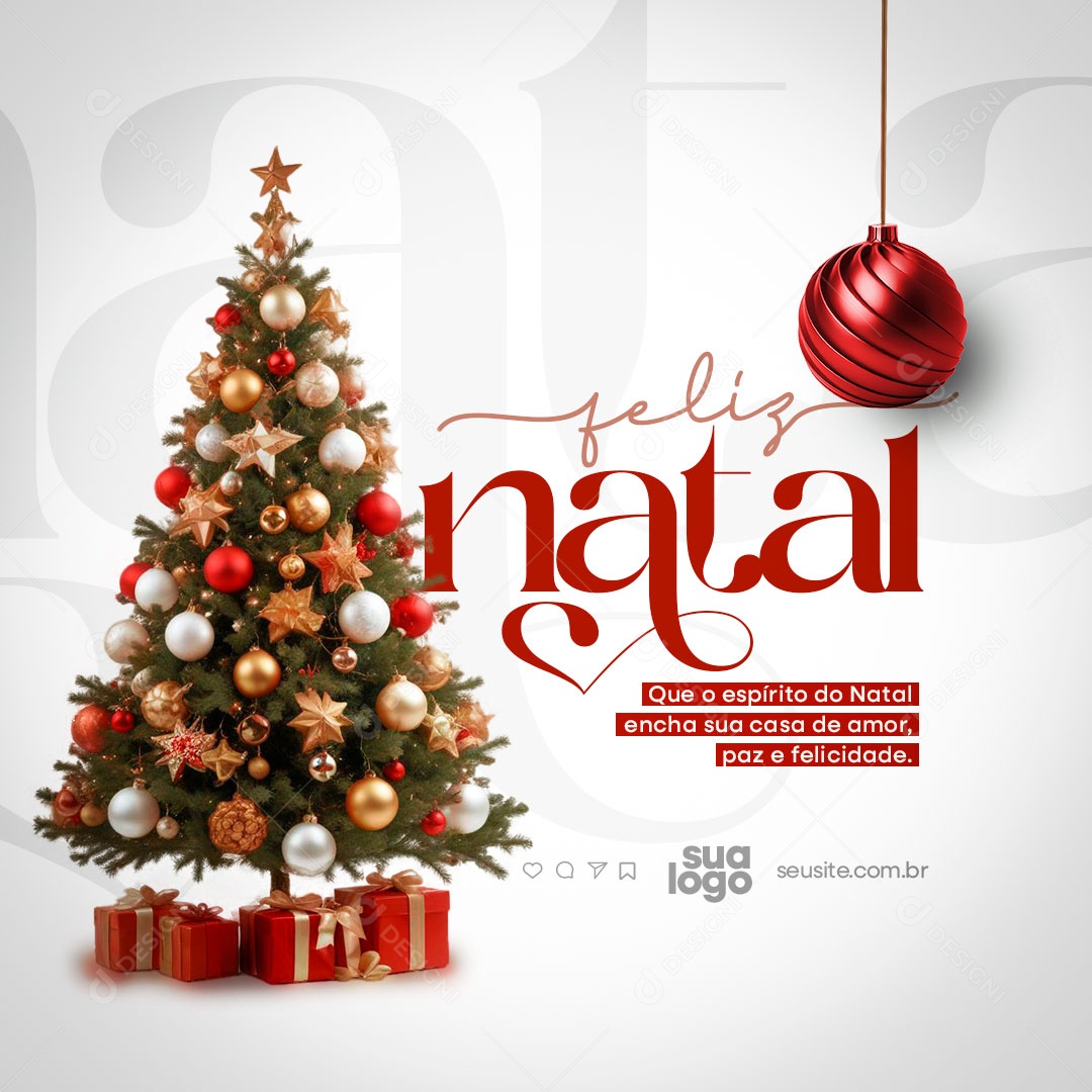 Feliz Natal 25 de Dezembro Social Media PSD Editável