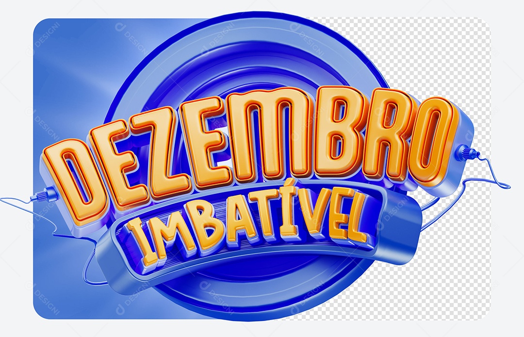 Selo 3D Dezembro Imbatível azul para Composição PSD