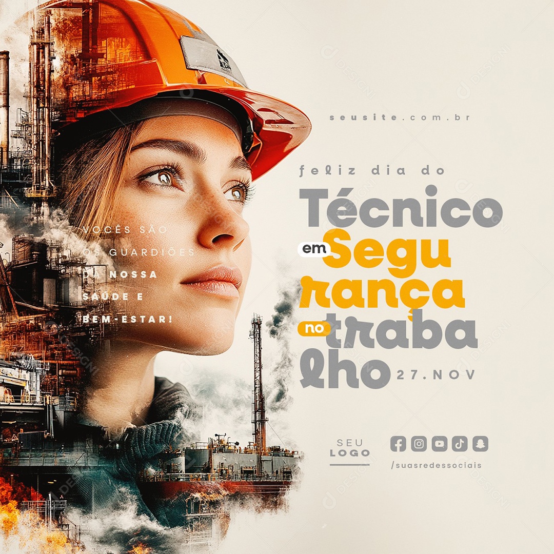 Dia do Técnico em Segurança no Trabalho 27 de Novembro Social Media PSD Editável