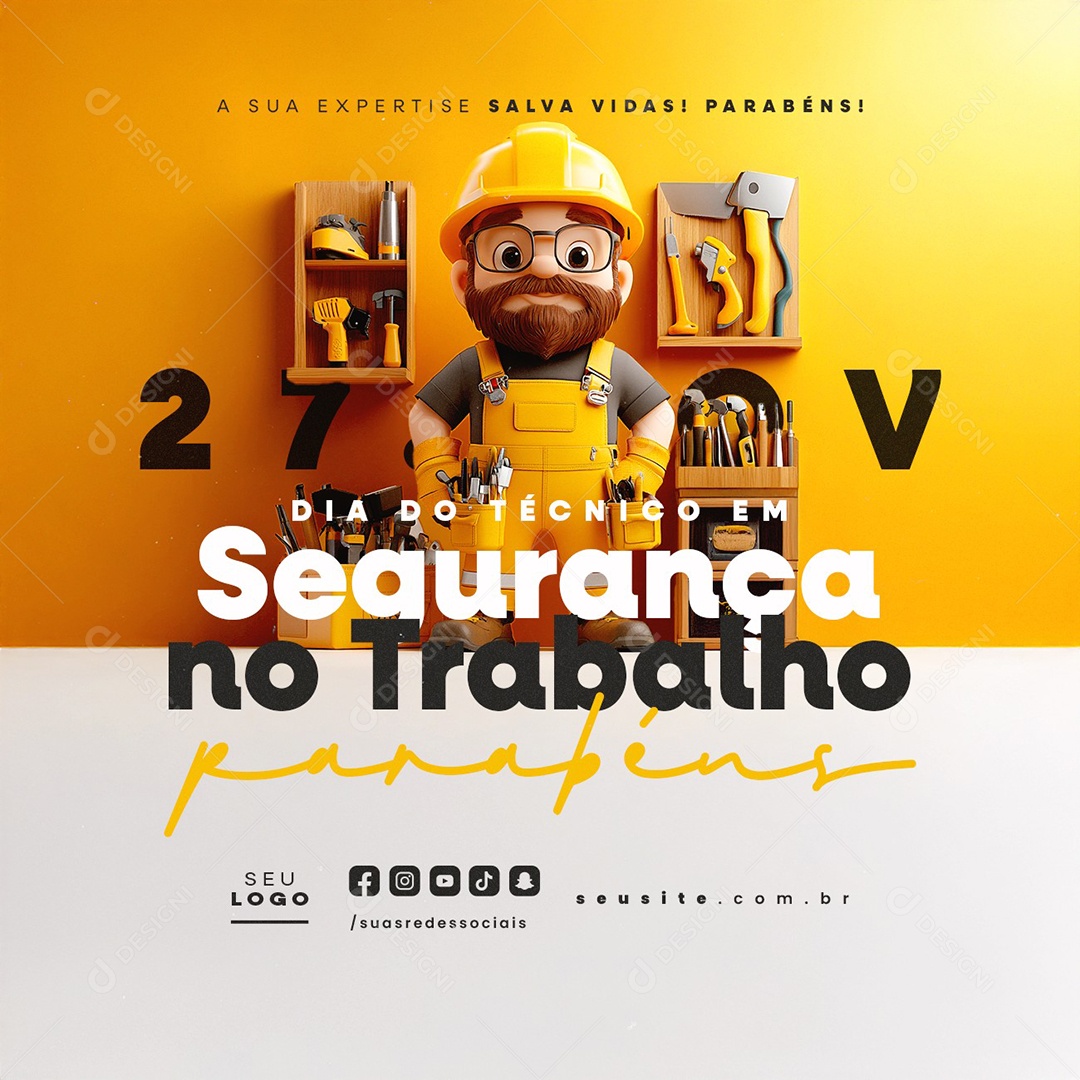 Dia do Técnico em Segurança no Trabalho 27 de Novembro Social Media PSD Editável