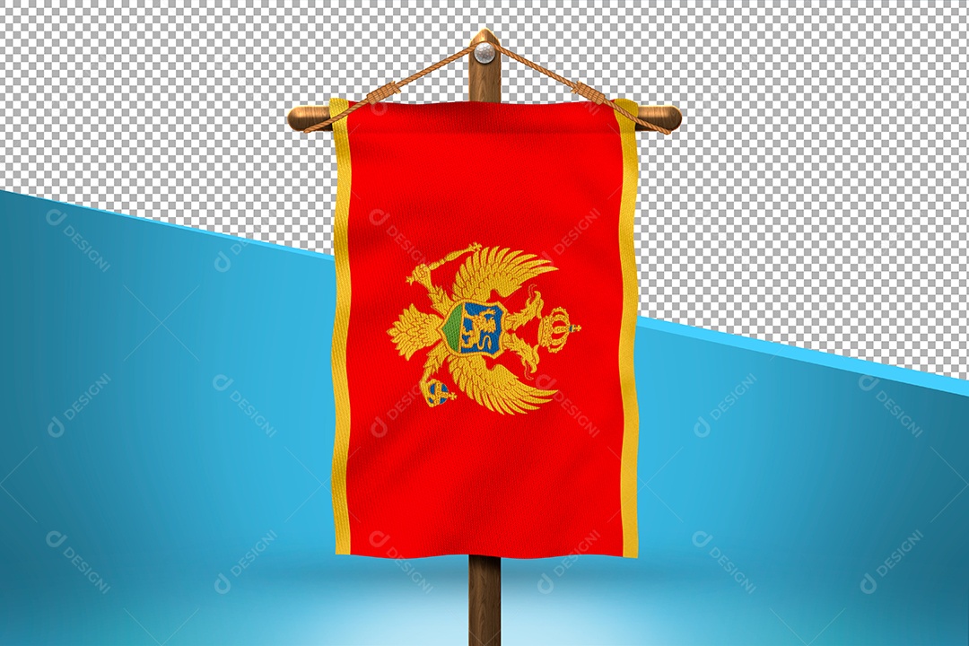 Bandeira do Montenegro Elemento 3D para Composição PSD