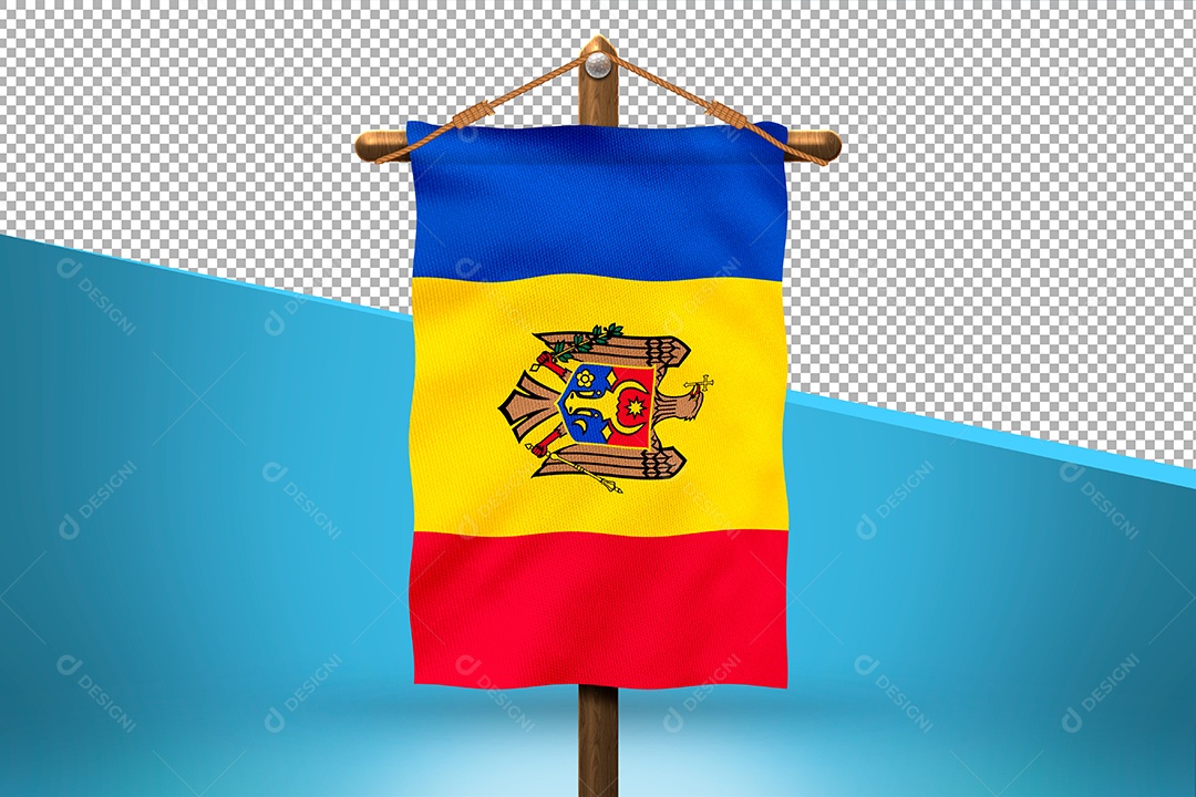 Bandeira da Moldávia Elemento 3D para Composição PSD