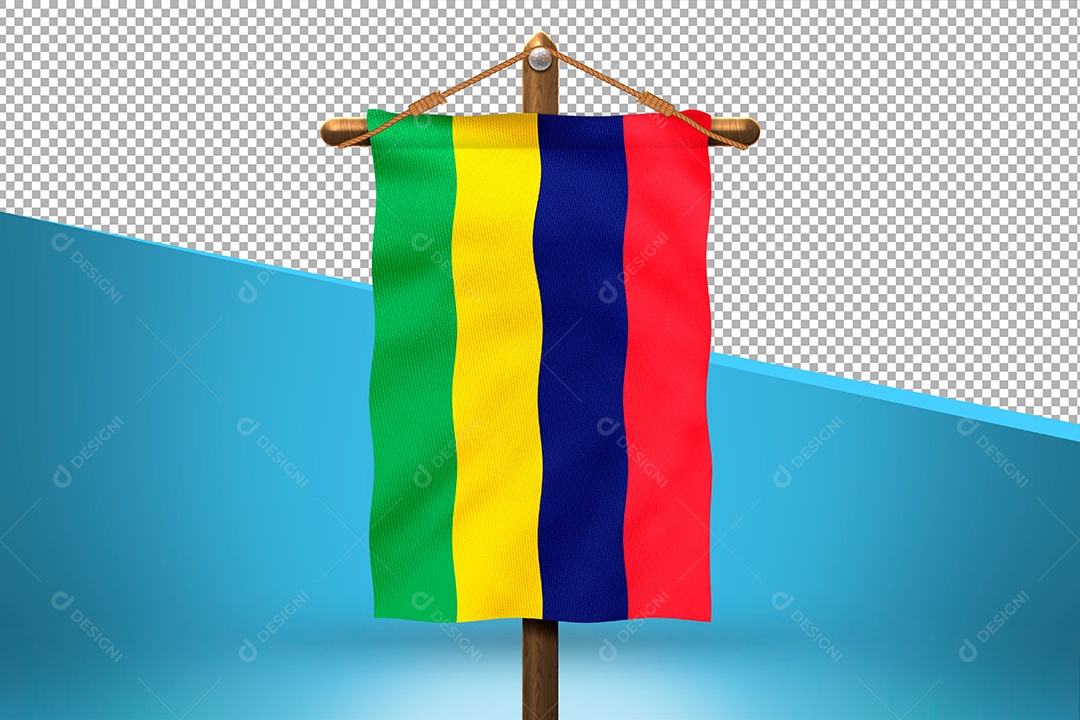 Bandeira da Maurícia Elemento 3D para Composição PSD