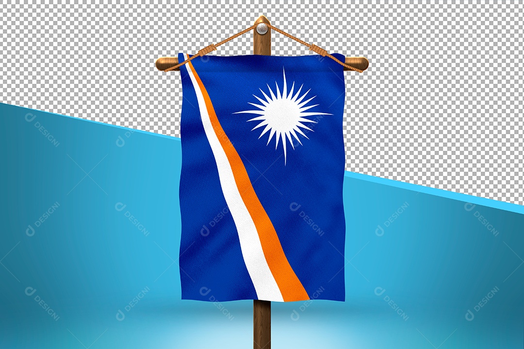 Bandeira das Ilhas Marshall Elemento 3D para Composição PSD