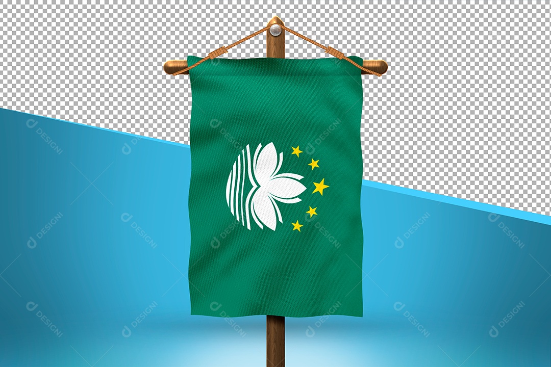 Bandeira de Macau Elemento 3D para Composição PSD