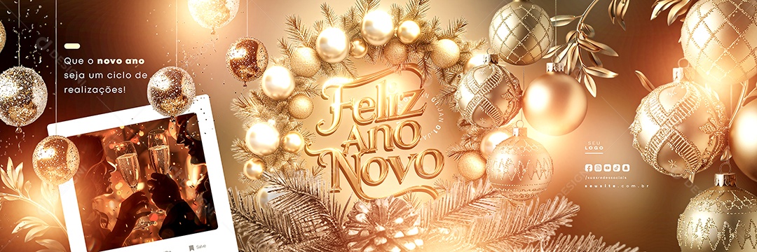 Carrossel Feliz Ano Novo 01 de Janeiro Social Media PSD Editável