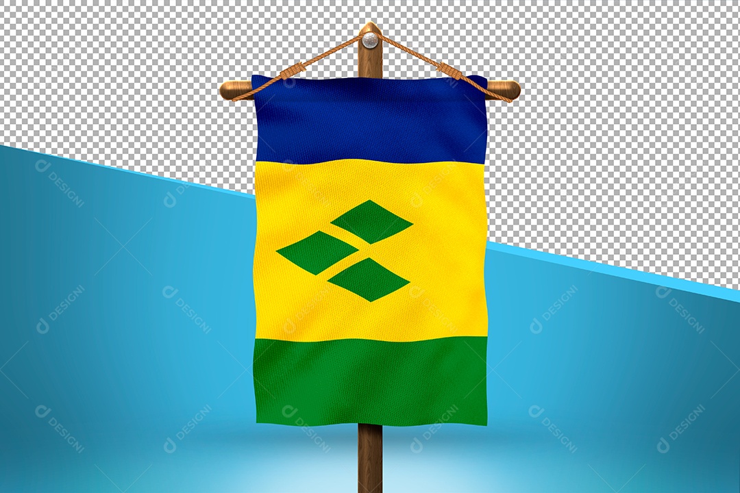 Bandeira de São Vicente Elemento 3D para Composição PSD