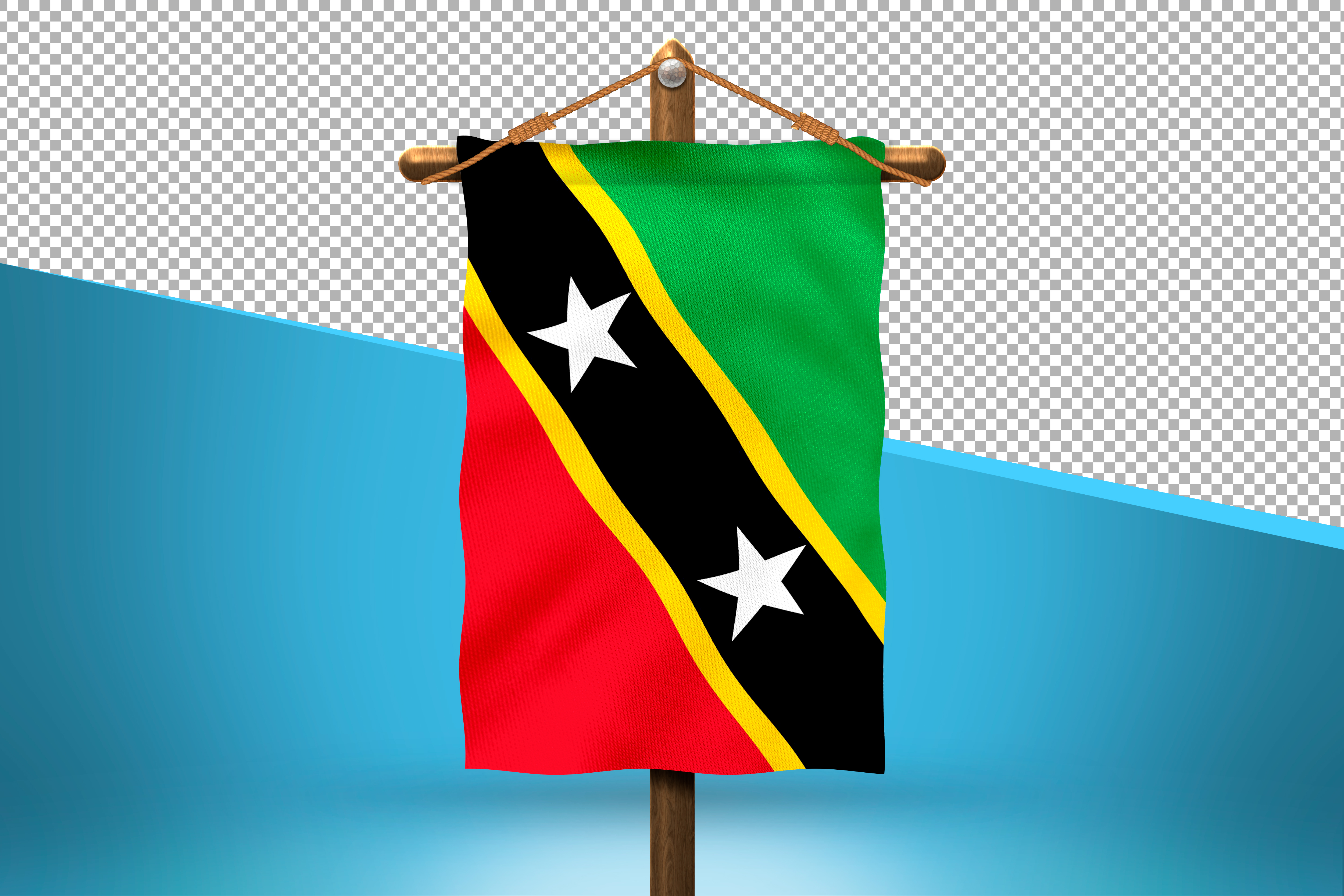 Bandeira de São Cristóvão e Neves Elemento 3D para Composição PSD