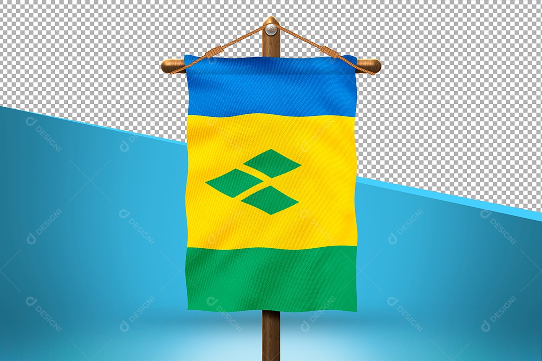 Bandeira de São Vicente e Granadinas Elemento 3D para Composição PSD