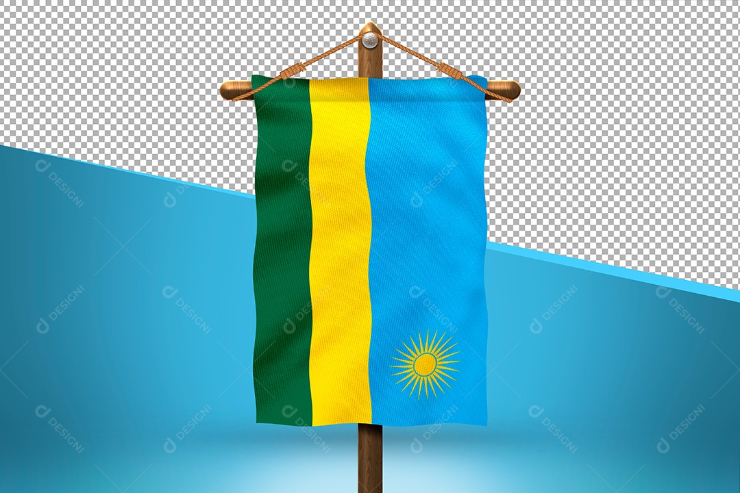 Bandeira de Ruanda Elemento 3D para Composição PSD