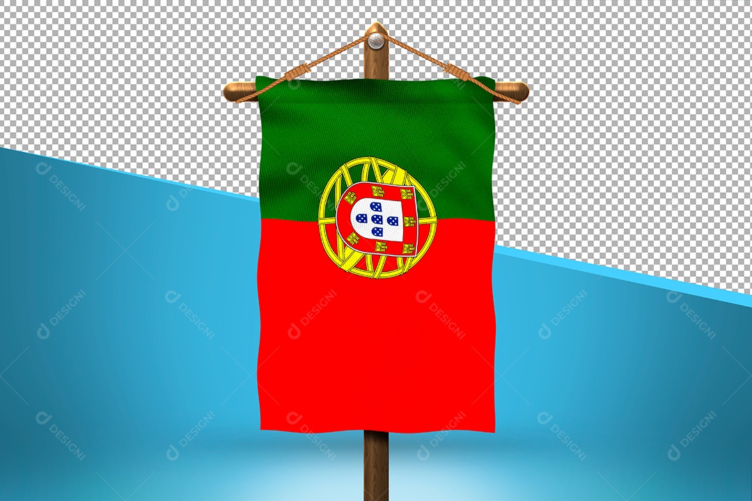Bandeira de Portugal Elemento 3D para Composição PSD