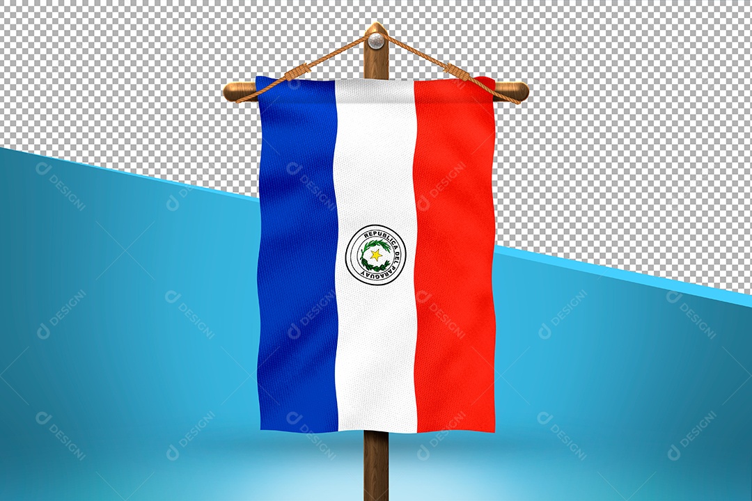 Bandeira do Paraguai Elemento 3D para Composição PSD