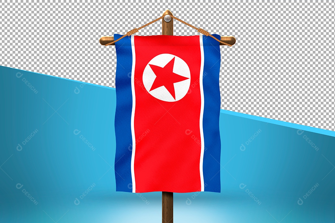 Bandeira da Coreia do Norte Elemento 3D para Composição PSD