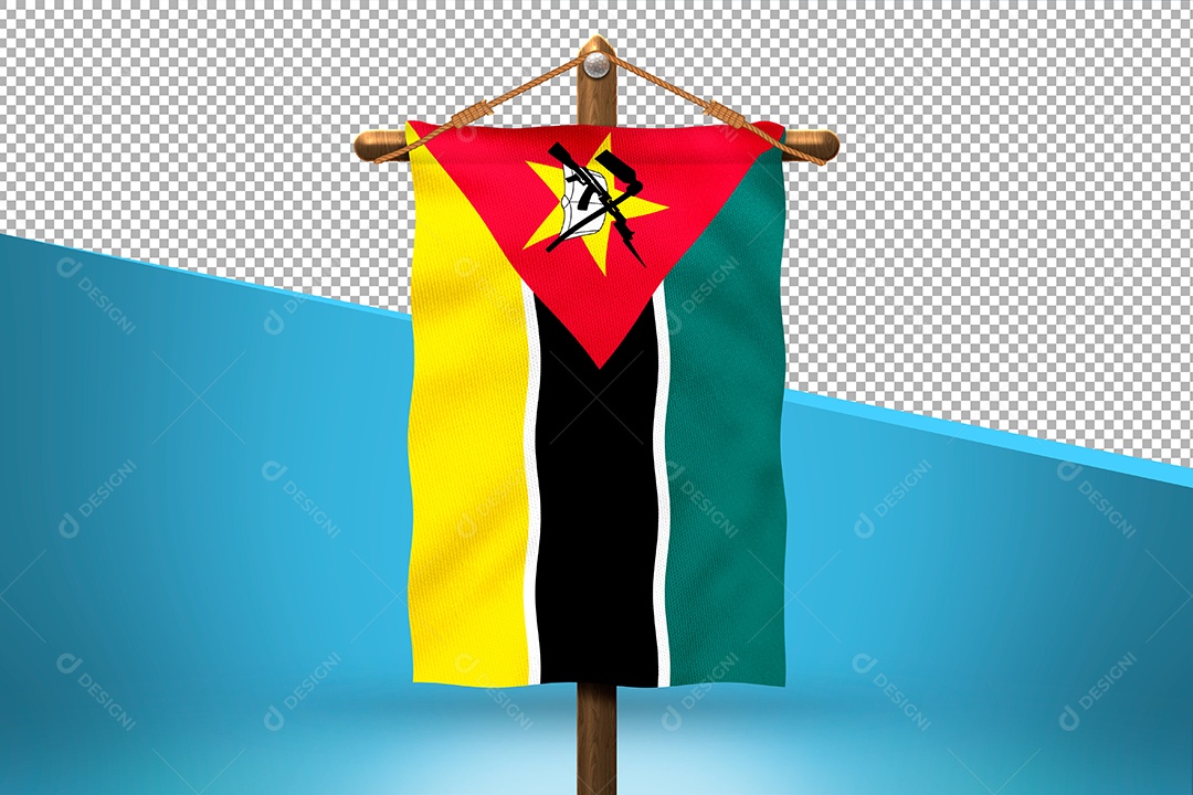 Bandeira de Moçambique Elemento 3D para Composição PSD