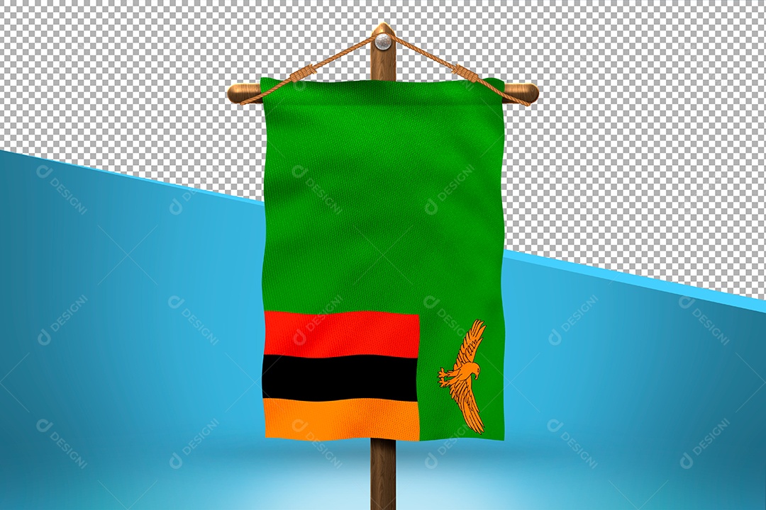 Bandeira da Zâmbia Elemento 3D para Composição PSD