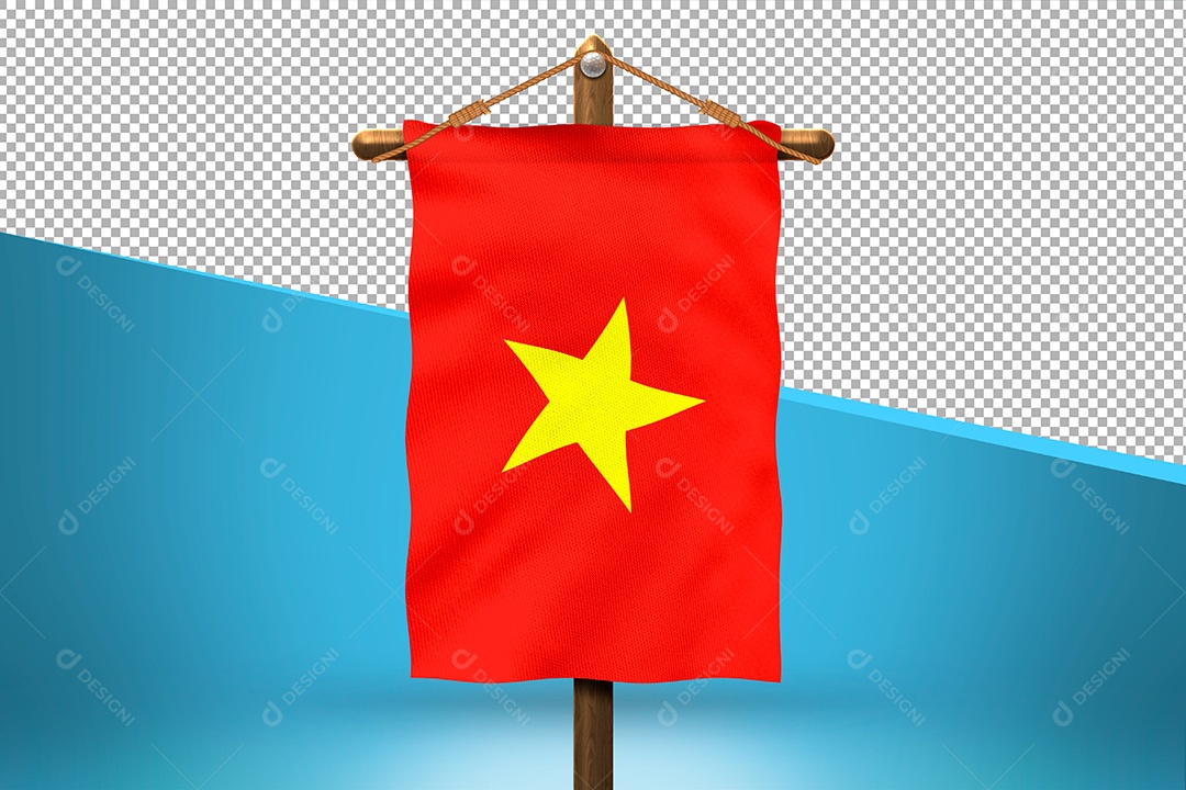 Bandeira do Vietname Elemento 3D para Composição PSD