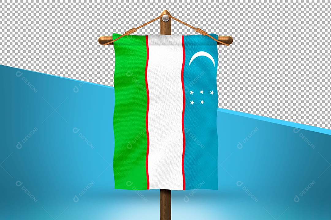 Bandeira do Uzbequistão Elemento 3D para Composição PSD