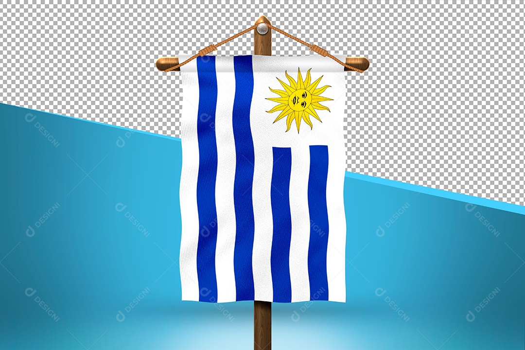 Bandeira do Uruguai Elemento 3D para Composição PSD