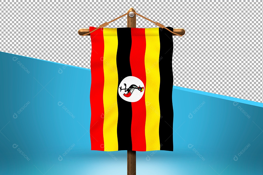 Bandeira de Uganda Elemento 3D para Composição PSD