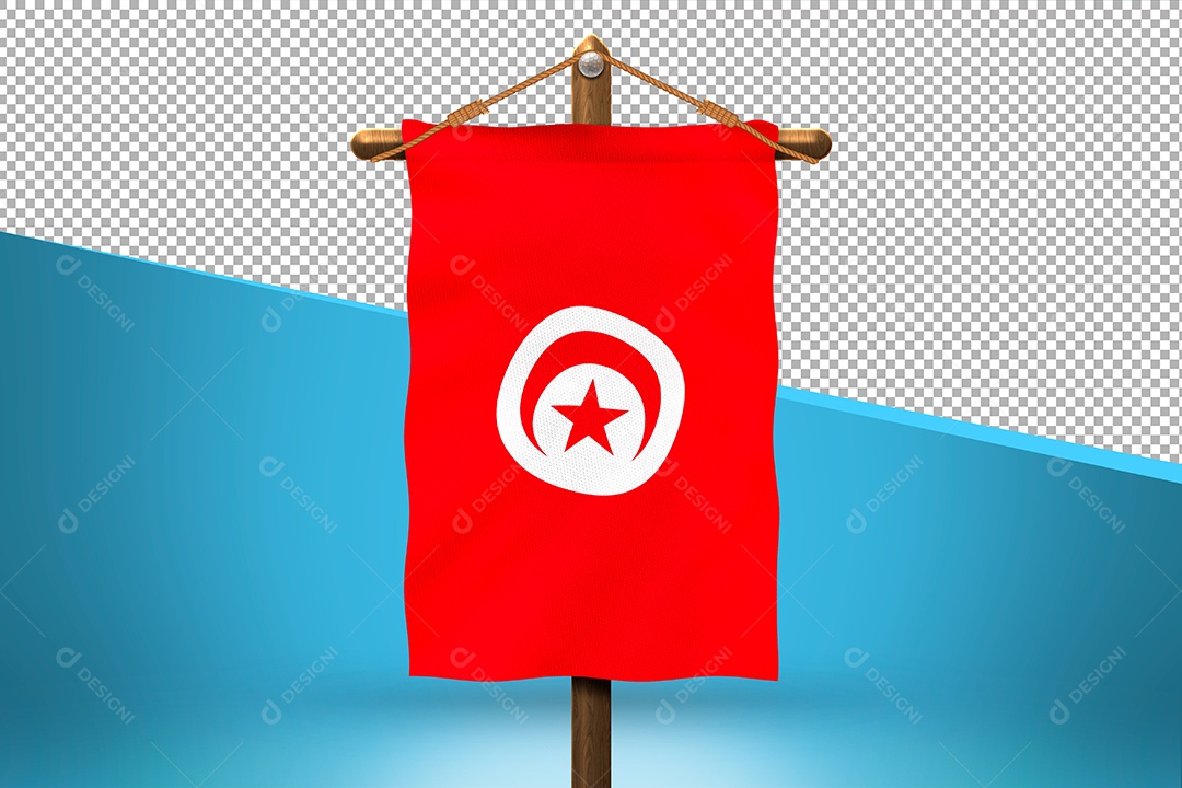 Bandeira da Tunísia Elemento 3D para Composição PSD