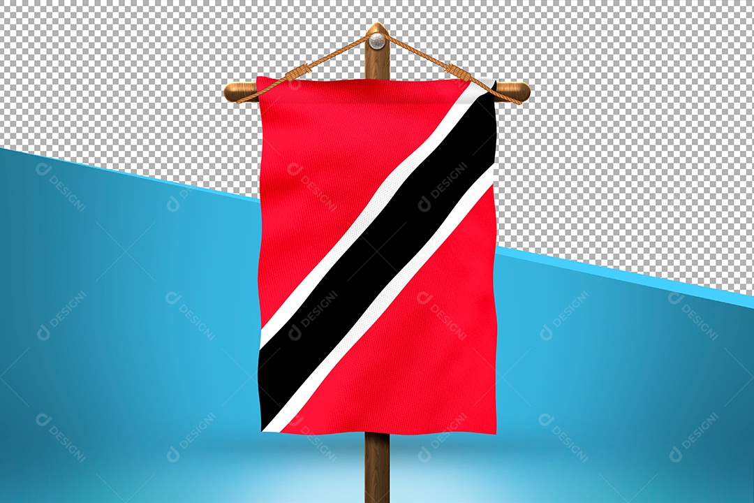 Bandeira de Trinidad e Tobago Elemento 3D para Composição PSD