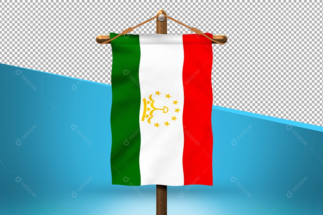 Bandeira do Tajiquistão Elemento 3D para Composição PSD