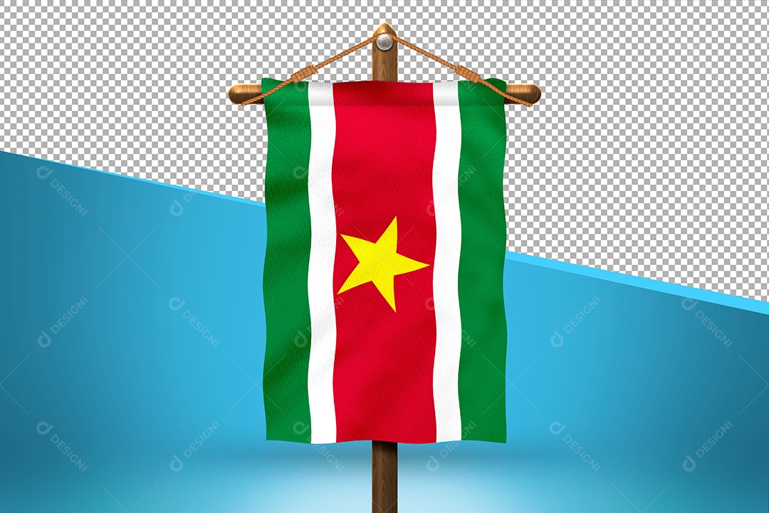 Bandeira do Suriname Elemento 3D para Composição PSD