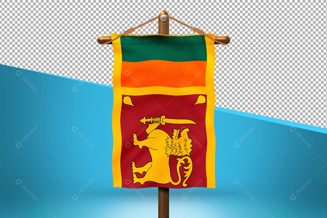 Bandeira  do Sri Lanka Elemento 3D para Composição PSD