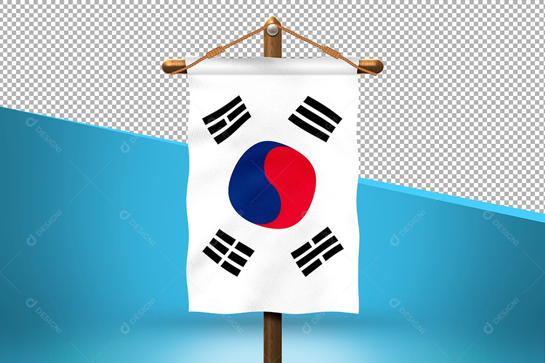 Bandeira Coreia do Sul Elemento 3D para Composição PSD