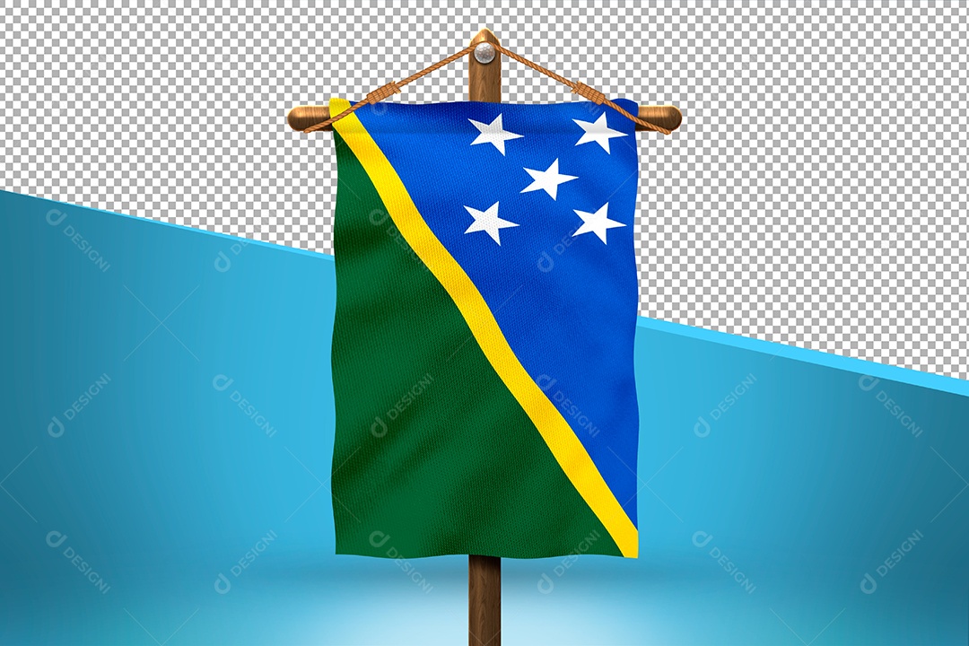 Bandeira das Ilhas Salomão Elemento 3D para Composição PSD