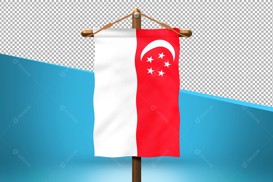 Bandeira de Singapura Elemento 3D para Composição PSD