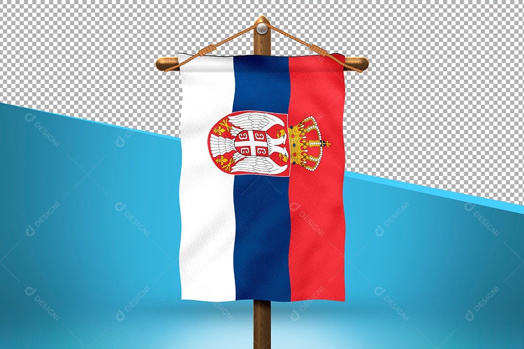 Bandeira da Servia Elemento 3D para Composição PSD