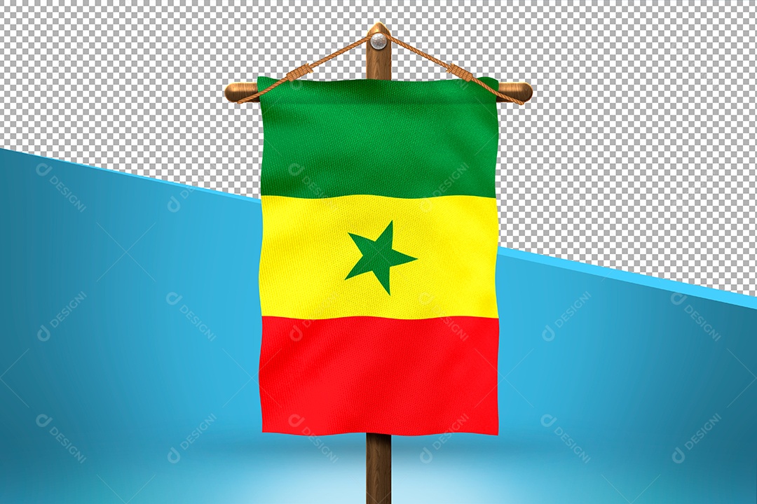 Bandeira de Senegal Elemento 3D para Composição PSD